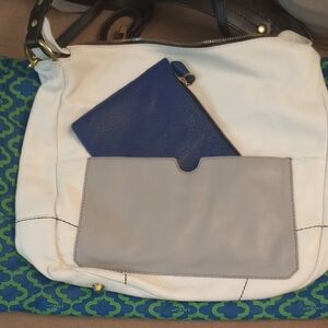 orYANY White and Gray Shoulder Bag with Blue Pouch